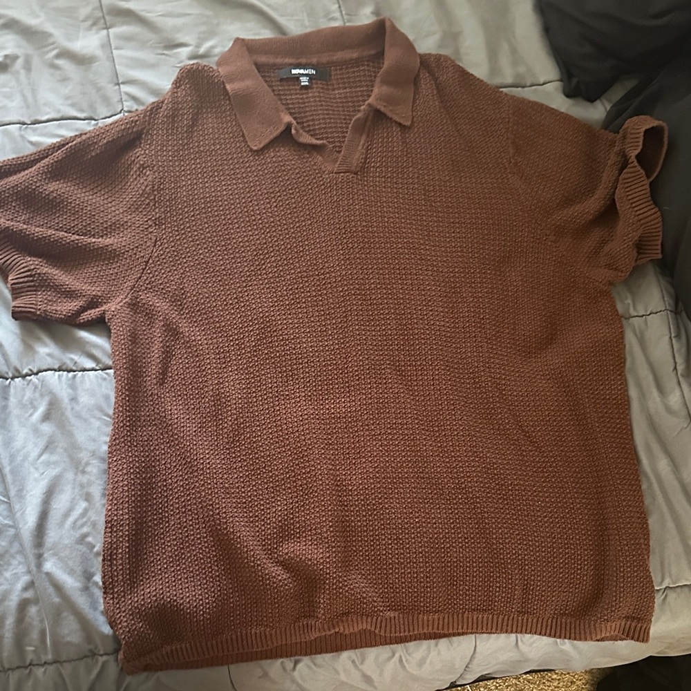 Fashion Nova Rust Knit Polo Shirt